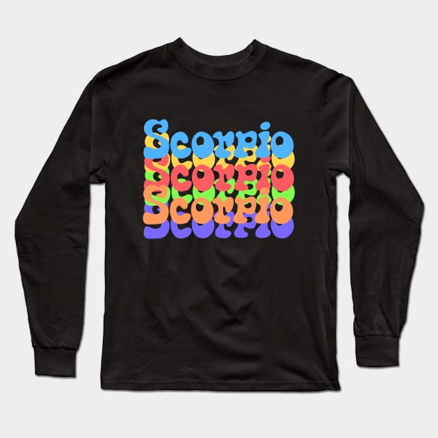 Rainbow Popart Scorpio Long Sleeve T-Shirt by Scarlett Blue